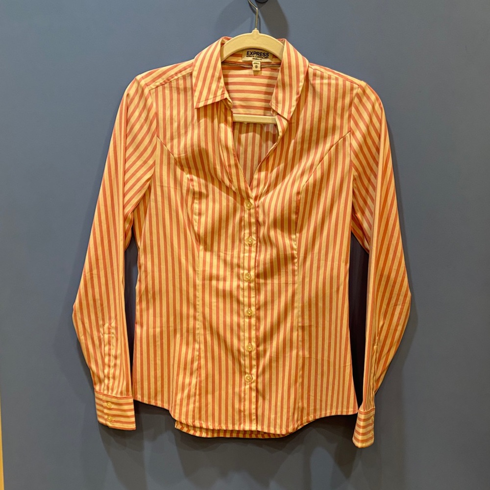Express Orange and Yellow Striped Shirt
